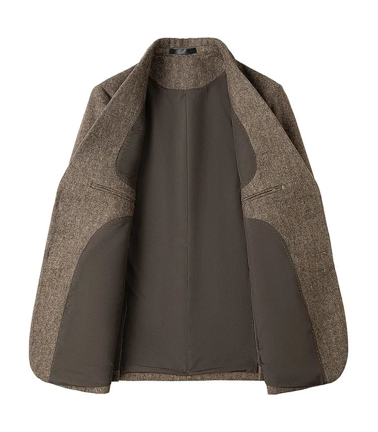 Autumn Winter Thicken Warm 50% Woolen Men Suit Jacket Retro Style Fashion Business Slim Fit Casual Wedding Groom Coats Tailcoat