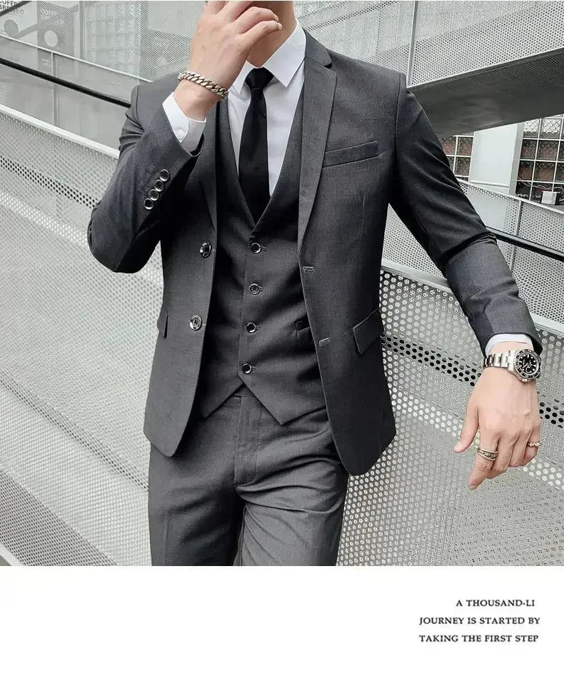 Costume blanc trois pièces pour homme, anti-plis, infroissable, anti-adhérence des poils, costume de travail formel d'affaires, vêtements de travail quatre saisons Dr