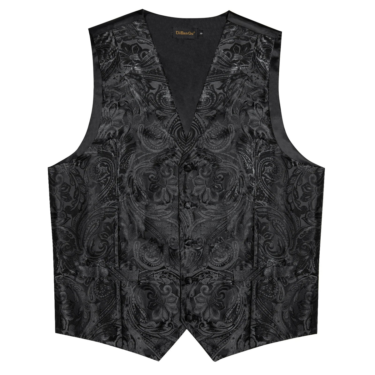 Men's Paisley Suit Vest – Single-Breasted Waistcoat with Tie, Handkerchief & Cufflinks for Weddings & Banquets