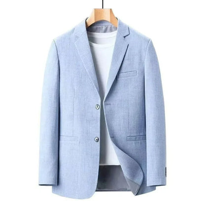 KIDWHXR Man Suit Coat Korean Solid Color Single-breasted Male Blazer Slim Long Sleeve Breathable Business Casual Men Outerwear