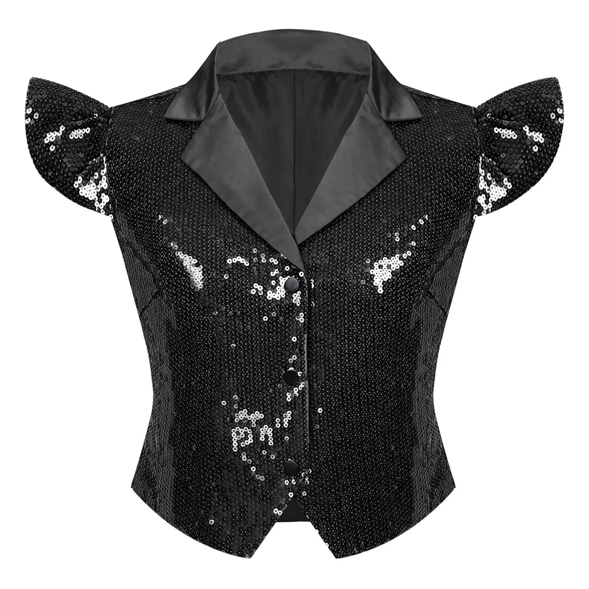 Womens Sparkly Disco Cosutme Sleeveless Vests Sequin Waistcoat for Rave Music Festival Nightclub Jazz Dance Party Dressy Tops