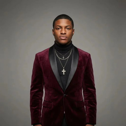 1 Piece African Suit For Men Slim Fit Groom Tuxedos Shawl Lapel Velvet Smoking Jacket With Wedding Costume Made