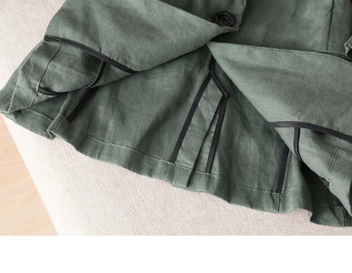Women's Linen Blazer Casual Slim Fit Single Button Notched Lapel Lightweight Suit Jacket