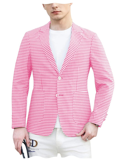 Men's Plaid Blazer Slim Fit Business Casual Checkered Suit Jacket Lightweight Notched Lapel Sport Coats for Office Daily Wear