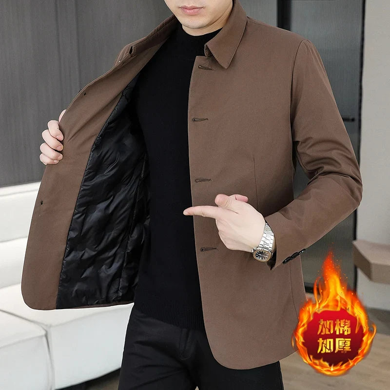 Blazer Men's Business Gentleman Wedding Fashion Best Man Solid Color Slim Fit Casual Mink Velvet with Cotton Thickened Blazer