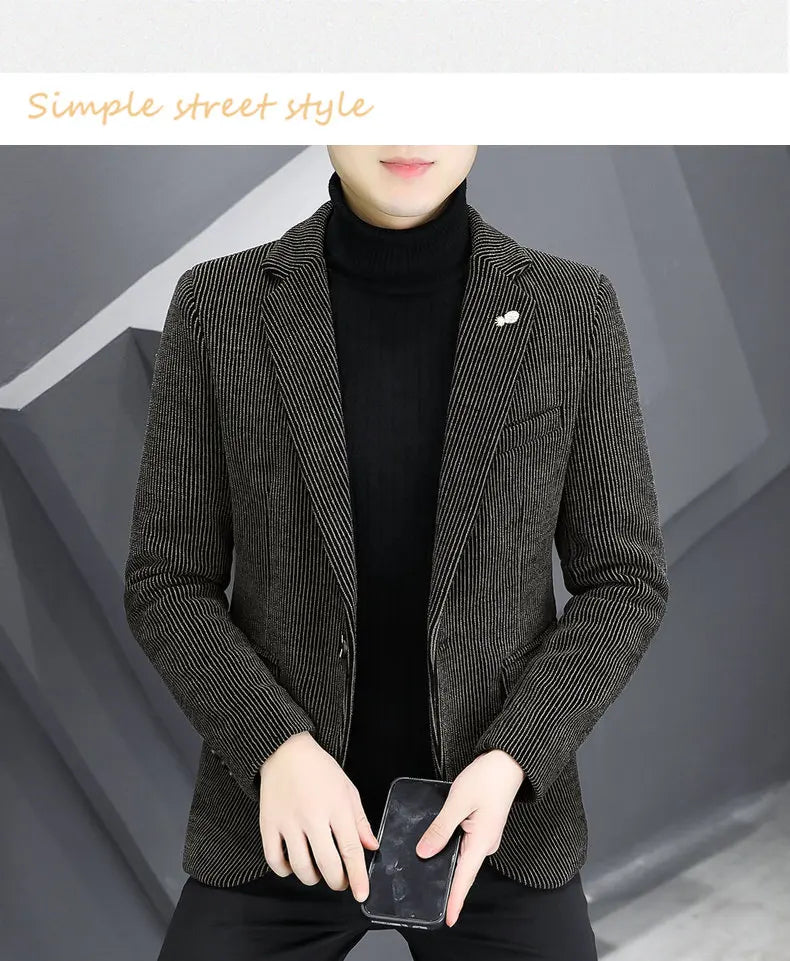 Blazer Autumn and Winter Men Fashionable Outdoor Wedding Slimming Business Casual Korean Version Golden Mink Velvet Girl Blazer