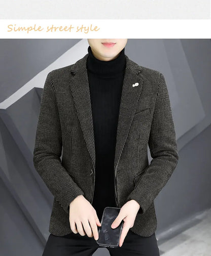 Blazer Autumn and Winter Men Fashionable Outdoor Wedding Slimming Business Casual Korean Version Golden Mink Velvet Girl Blazer