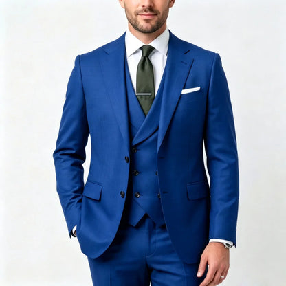 Men Suit Grass Green 3 Pieces With Lapel Solid For Wedding Groom Birthday Banquet Party Business Work Office Jacket Vest Pants