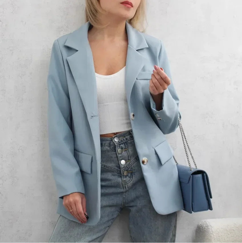 Women's Long Sleeved Blazer Casual Loose Top Versatile Korean Fashion Office Coat Spring Autumn New