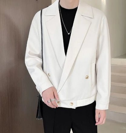 TikTok Trend Men's Autumn Designer Cropped Blazer High-End Casual Jacket Fashion Short Suit Outerwear