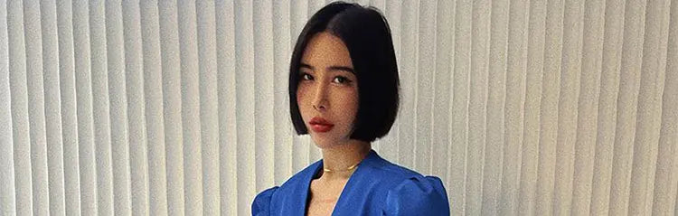 Loose Fit One Button Bubble Sve V Ne Women's Suiting Top Korean Design Summer Casual Versatile Faion Polyester