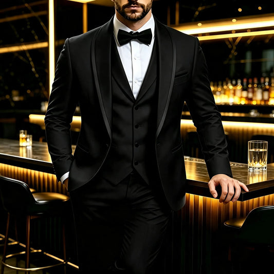 Men's Fitted Blazer Suit 3pcs Set (blazer + Vest + Trousers), Suitable for Business, Wedding And Party Wear