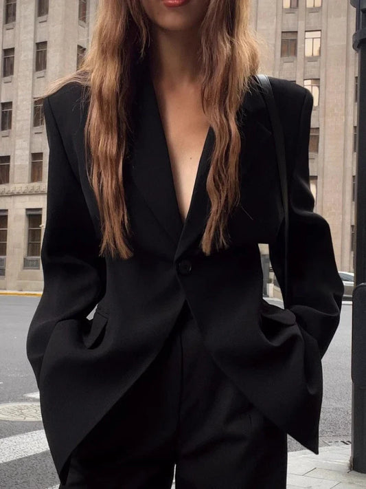 Fashionable Slim Fit Black Blazer for Women 2026 Spring and Autumn New Arrival Solid Color Slimming Casual Long Sleeve Blazers