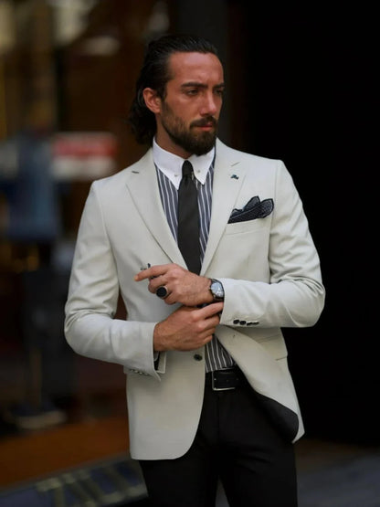 Men's Solid Long Sleeve Suits For Trip,Casual Handsome Notched Lapel Man Jacket Business Outfit,Elegant Autumn Blazer For Men