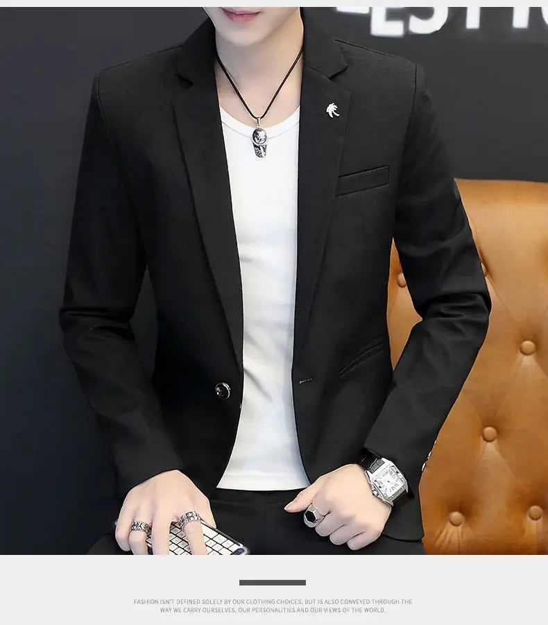 Blazer: Outdoor Fashion, Business-style, Gentleman's Wedding Host, Campus Casual, Relaxed, Korean-style, Youthful Men's Blazer