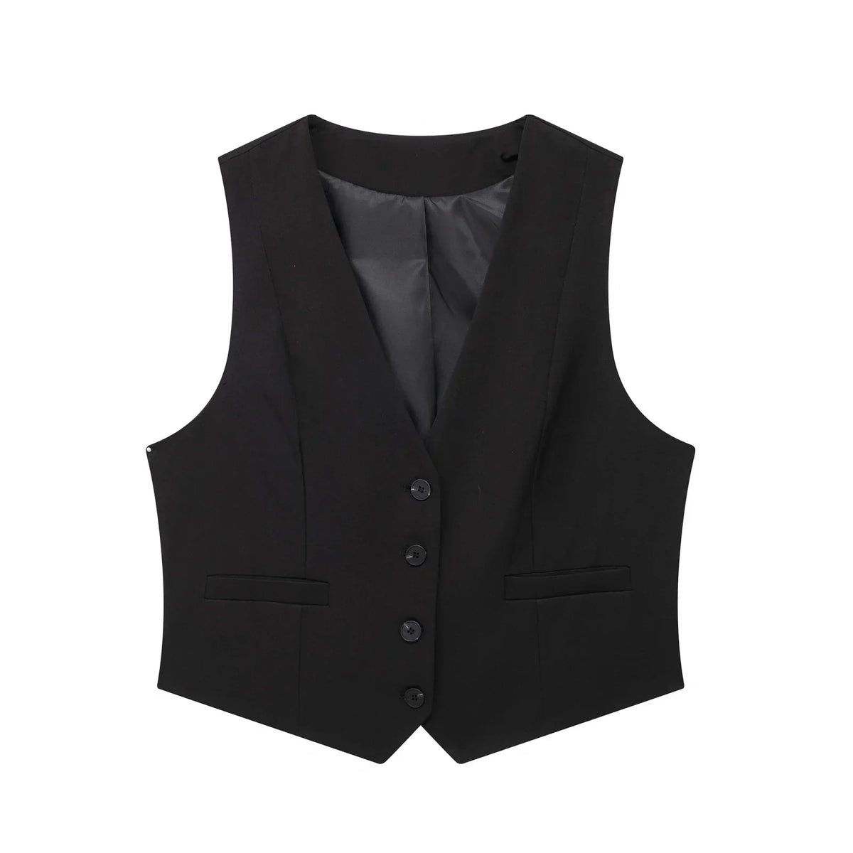 Cropped Formal Vests Woman Office Sleeveless Women's Suit Vest Summer Button Black White Short Vest Casual Working Vest
