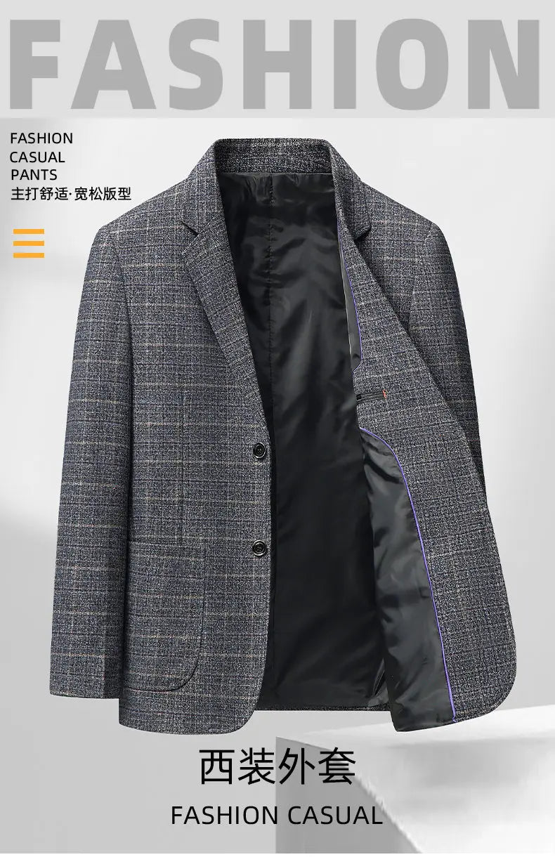 Blazer Autumn and Winter Men's Fashion Business Outdoor Travel Checkered Wedding Youth Slimming Casual High Formal Wear Blazer