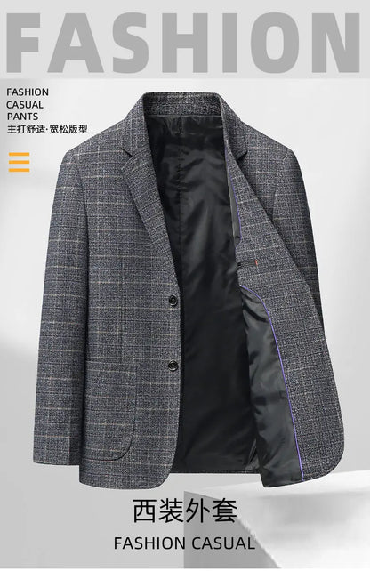 Blazer Autumn and Winter Men's Fashion Business Outdoor Travel Checkered Wedding Youth Slimming Casual High Formal Wear Blazer