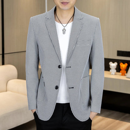 Men's Smart Casual Blazer Single Breasted Slim Fit Solid Color Spring Autumn Jacket