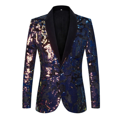 Men's Velvet Sequin Fashion Suit European And American Style Stage Clothes Handsome Trendy Clothing for Singers