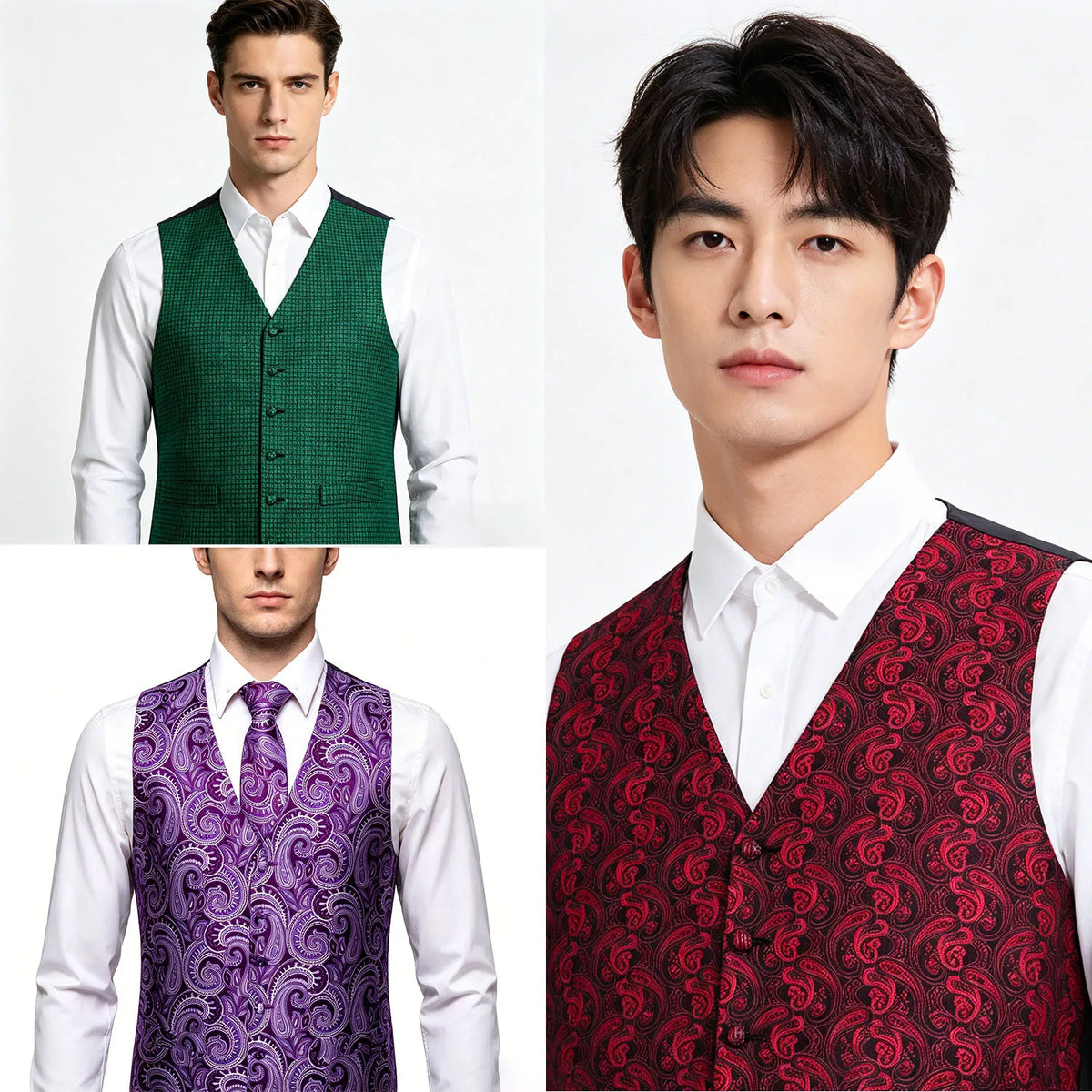 Men's Vest Paisley V-Neck Single Breasted Formal Waistcoat for Wedding Business Party