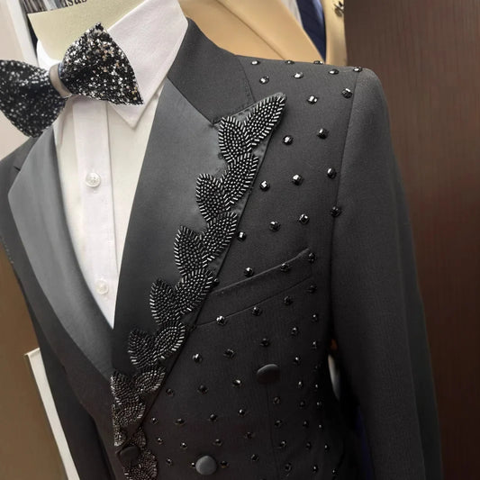 Men's Slim Fit 2-Piece Jacquard Suit – Black | Weddings, Banquets & Formal Events