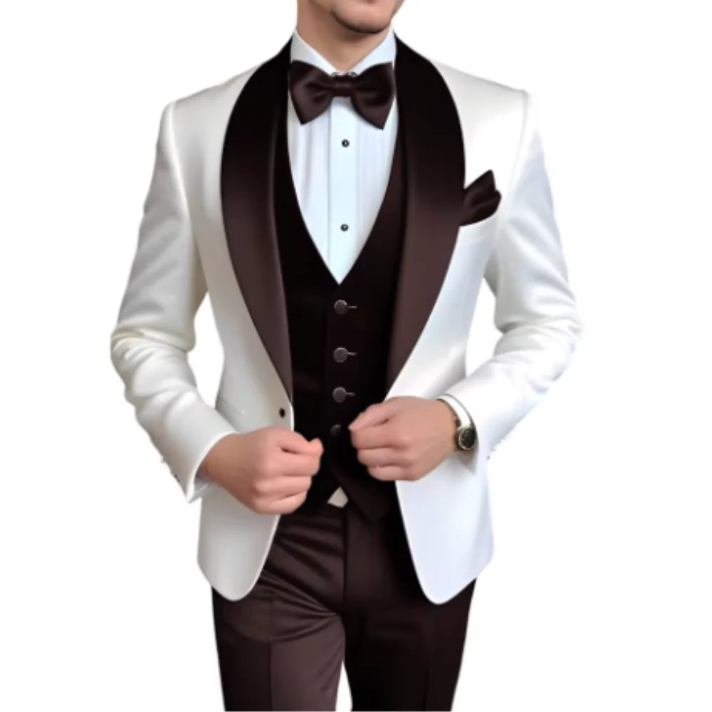 Men's 3-Piece Slim Fit Suit – Single Breasted Blazer, Vest & Pants Set for Wedding, Business & Formal Occasions