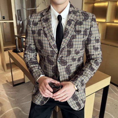 2025 Fashion Embroidery Jacquard Suit Jacket Korean Style Slim Fit Business Formal Social Prom Party Tuxedos Men Clothing 5XL-M
