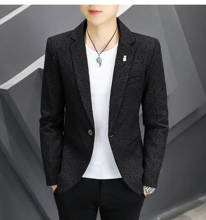 Blazer Men's Fashion Outdoor Travel Gentleman Wedding Slimming Business Versatile Trendy Casual Korean-style Formal Wear Blazer