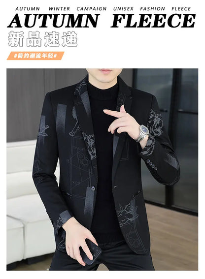 Blazer Autumn and Winter Men's Fashion Business Outdoor Travel Checkered Wedding Youth Slimming Casual High Formal Wear Blazer