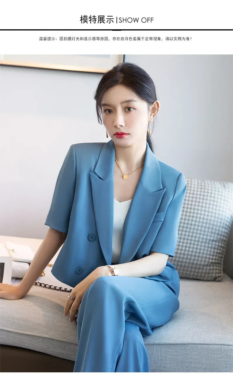 Blazer Short Suit Small Workplace Commuting Temperament Thin Suit Summer Button Suit OL Work Clothes Pant Sets
