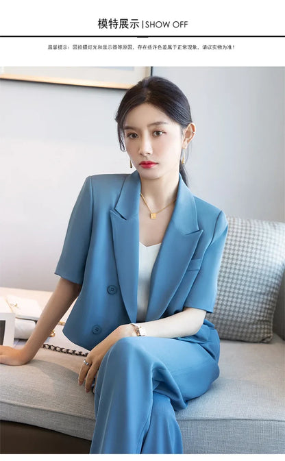 Blazer Short Suit Small Workplace Commuting Temperament Thin Suit Summer Button Suit OL Work Clothes Pant Sets