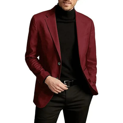 KIDWHXR Men Suit Coat Simple Solid Long Sleeve Male Blazer Turn Down Collar Casual Comfortable Business Casual Man Outerwear
