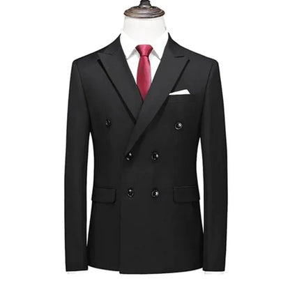 2026 Marque Mode Homme Costume de smoking croisé pour affaires/Costume ajusté pour homme Style coréen décontracté/Blazers vestes décontractées pour hommes