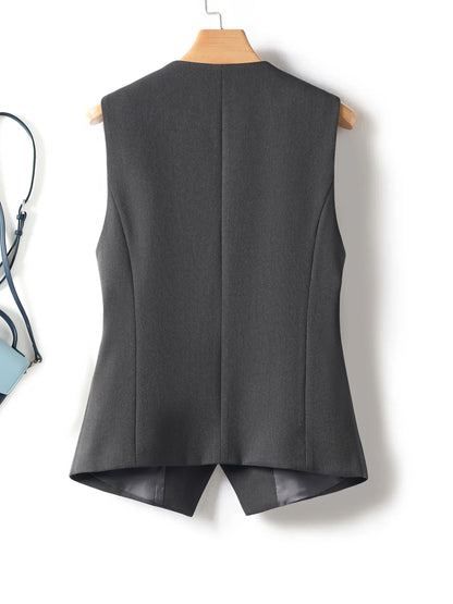 Single-Breasted Layered Suit Vest for Women Suitable for Spring and Autumn Can Be Worn as an Inner or Outer Layer Stylish Off