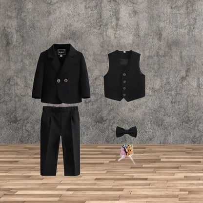 Toddler Boys' 1Year's Birthday Suit Children's Wedding Photography Suit Kids Spring Autumn Piano Catwalk Performance Suit