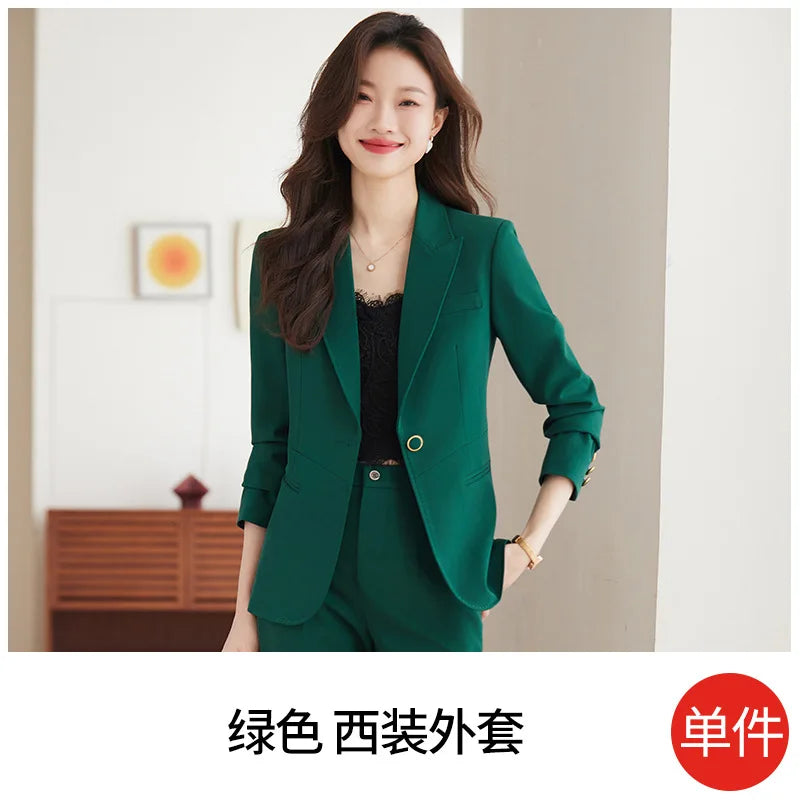 2025New Spring and Autumn High-End Manager Professional Formal Suit, High-End Women's Suit Set, Elegant Workwear, Slim Fit