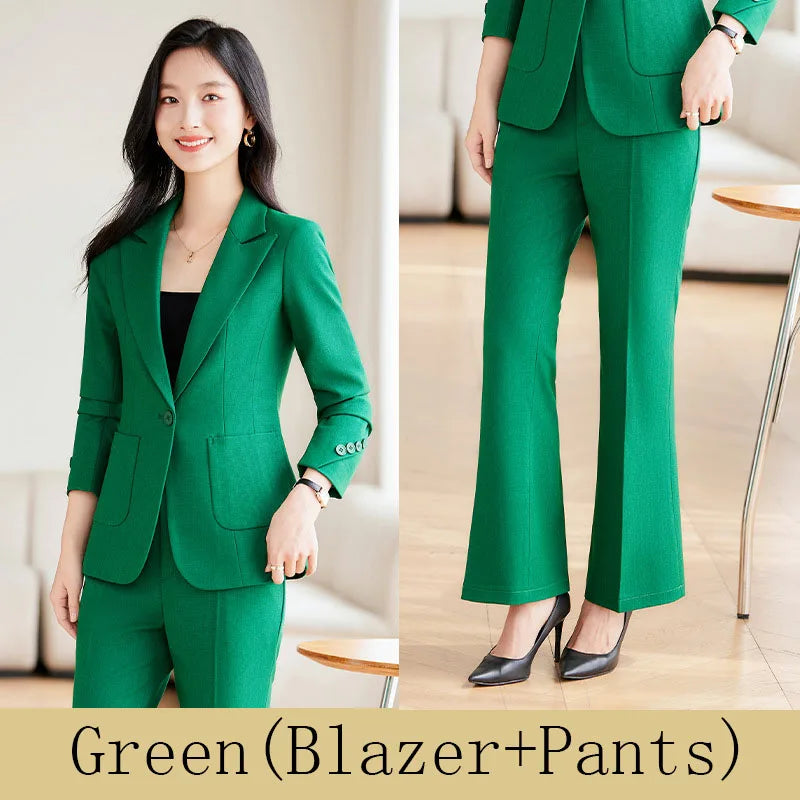 Brown Suits Women 2024 New Autumn High End Fashion Temperament Business Slim Blazer And Pants Sets Office Lady Work Wear