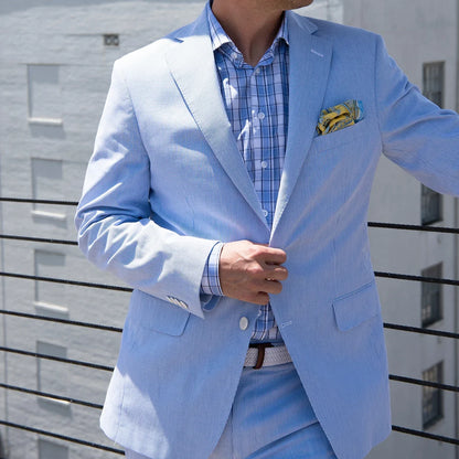 Light Blue Men's Suit 2 Pieces Blazer Pants One Button Peaked Lapel Formal Business Slim Fit New Wedding Groom Costume Homme