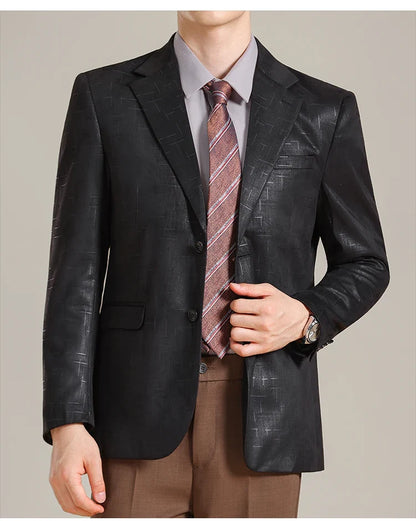 Autumn/Winter Korean Jacquard Casual Suit Jacket Men Slim Business Office Formal Suit Jackets Social Wedding Blazer Masculino
