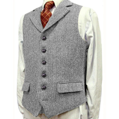 Men's Herringbone Vest – Single Breasted Waistcoat for Men | Wedding, Business & Smart Casual