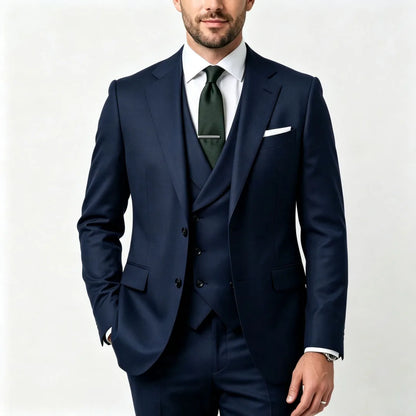 Men Suit Grass Green 3 Pieces With Lapel Solid For Wedding Groom Birthday Banquet Party Business Work Office Jacket Vest Pants
