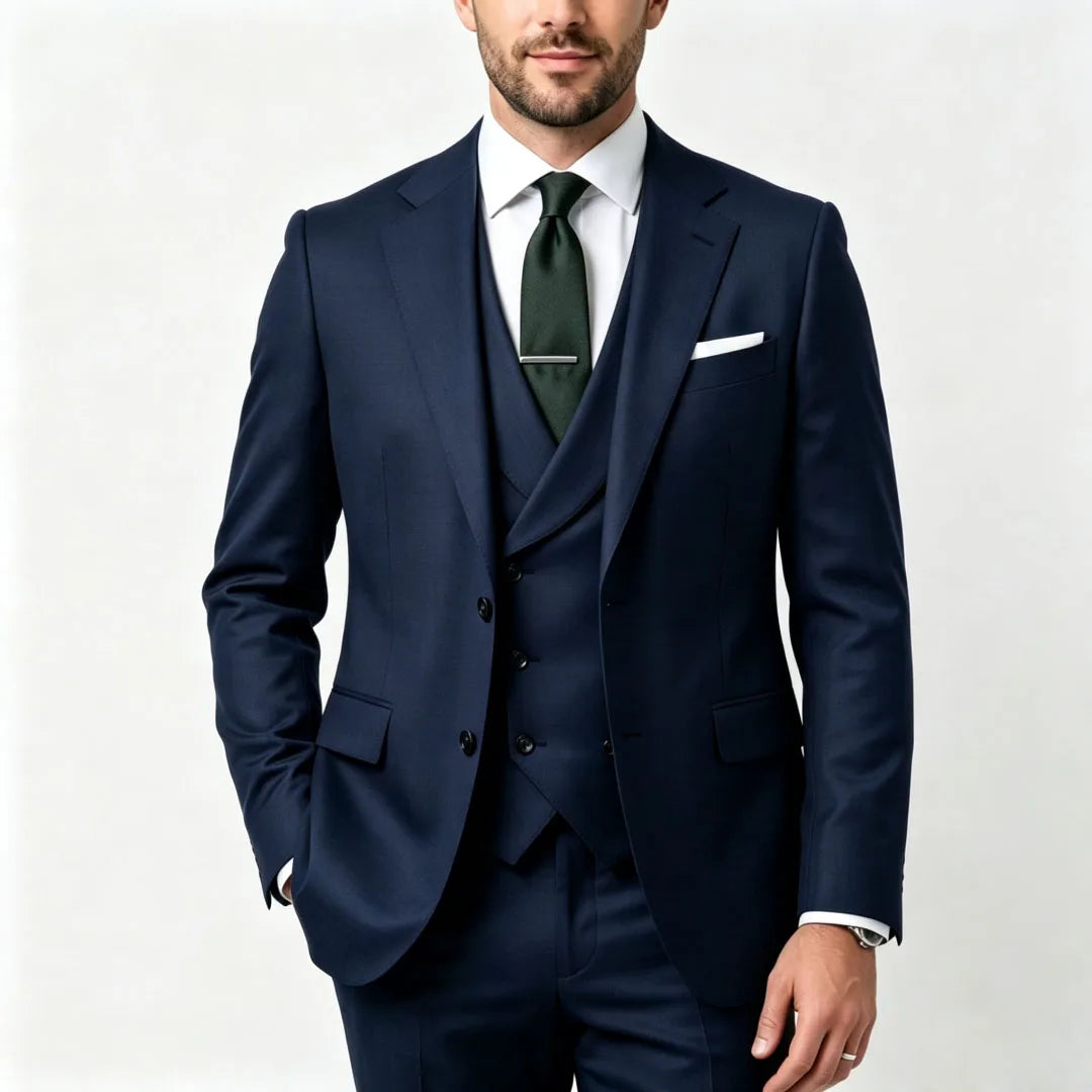 Men Suit Grass Green 3 Pieces With Lapel Solid For Wedding Groom Birthday Banquet Party Business Work Office Jacket Vest Pants