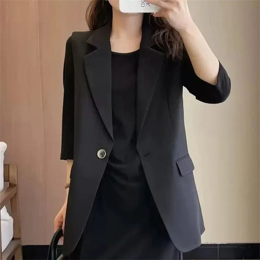 Women Fashion Solid Single Breasted Waistcoats Vest Sleeveless Jackets Female Chic Lady Tank Tops Casual Black Top