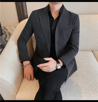2025 Autumn Chinese Style Suit Jackets Men Lapel Casual Business Blazer Wedding Groom Party Dress Coat Social Banquet Blazers