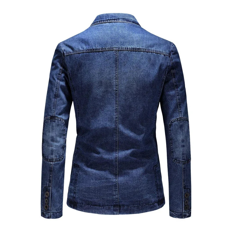 High Quality Men's Denim Blazers Male Coat Oversized Spring Autumn Fashion Casual Suit Jacket Men Clothing Outerwear 4xl AGZ01