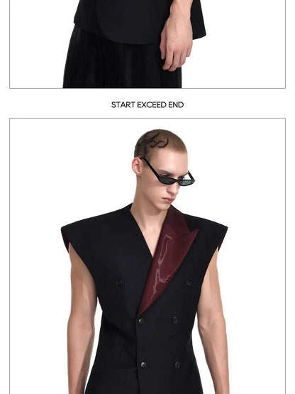 Fashion Original Personalized High Quality Sleeveless Vest Coat Men 2025 New Double Breasted Street Male Waistcoat JY4030