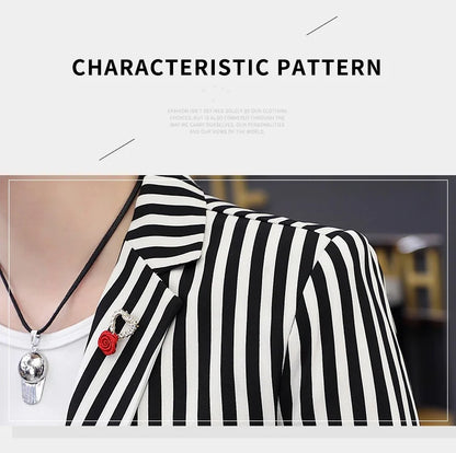 Men's Slim Fit Striped Casual Suit Jacket Korean Fashion Four Seasons New Boutique Handsome Small Suit