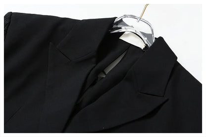 Women Chic Blazer Pleated Long Sleeves Single Breasted Notched Collar Back Lace-up Elegant Ins Coat New Spring 2026 HK19456