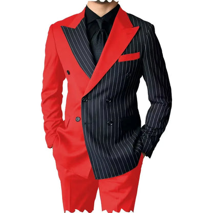 2 Piece Men's Wedding Suits Groom Tuxedos with Peak Lapel Double Breasted Blazer And Pants Set for Prom Business Costume Homme